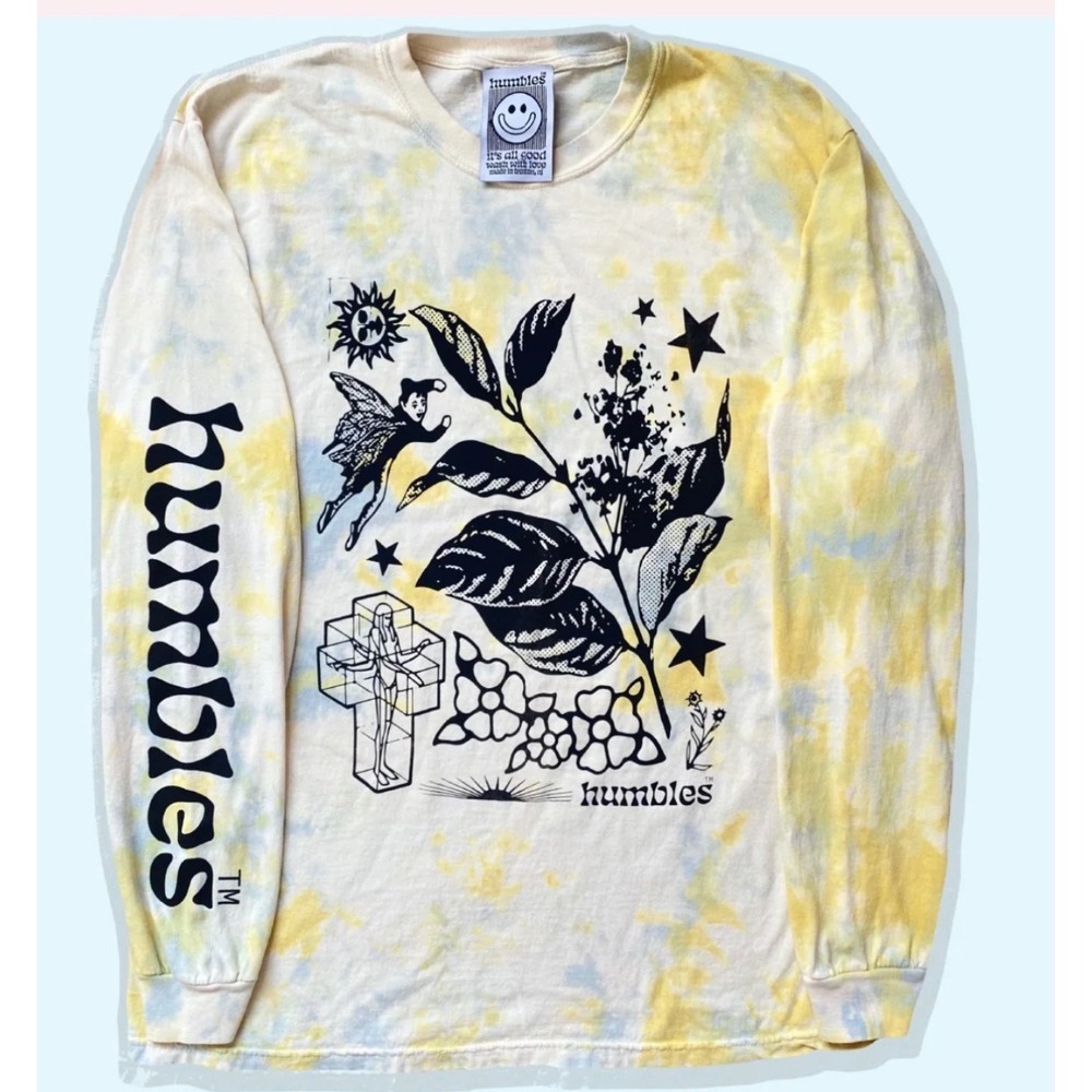Humbles First Ritual Collection v1 Tie Dye Long Sleeve Graphic Tee Yellow Small